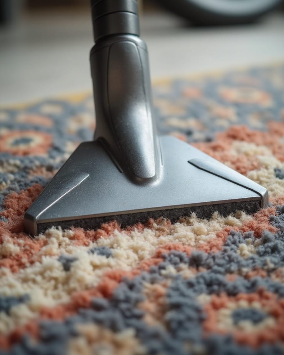 Professional steam cleaning of a rug in Melbourne using fibre-safe, eco-friendly methods for deep dirt and allergen removal