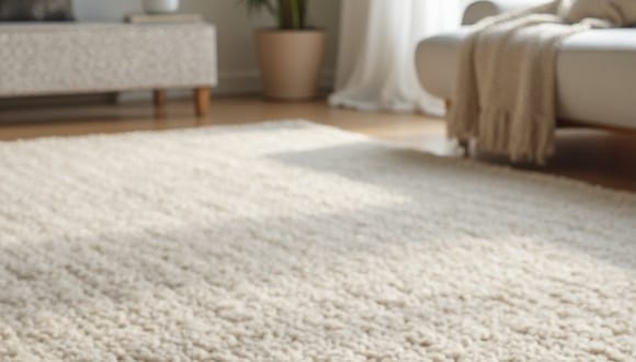 Soft wool rug being professionally cleaned in Melbourne