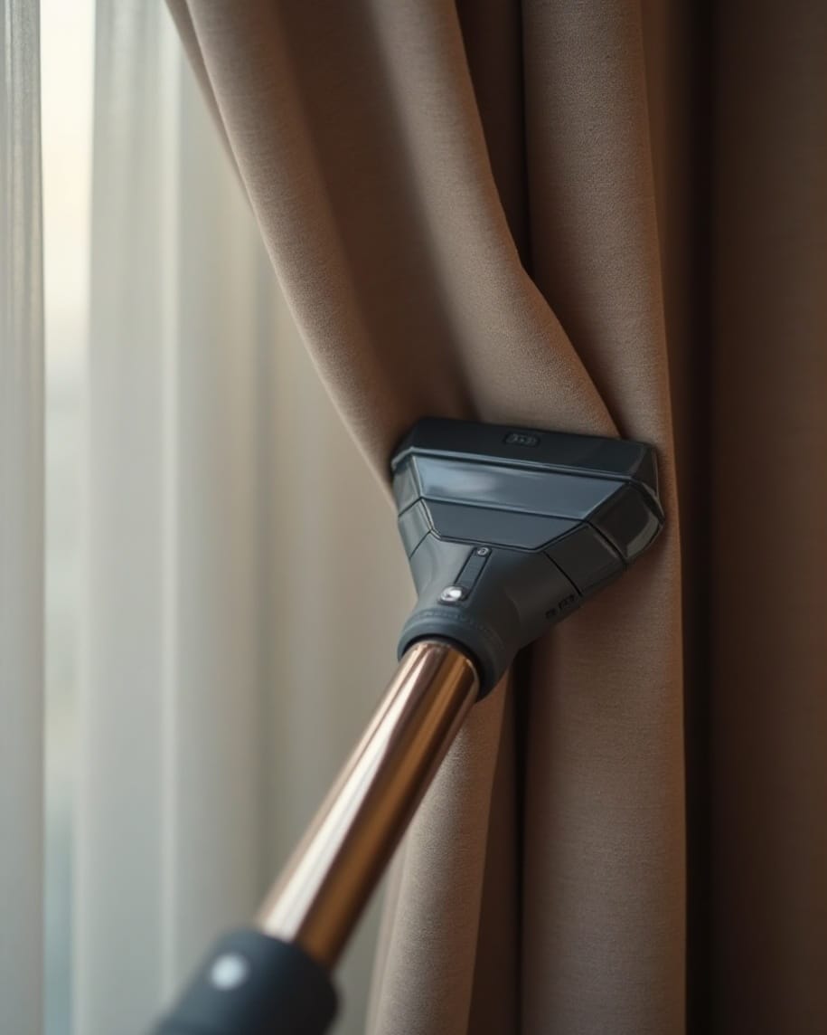 Professional steam cleaning of curtains and drapes in Melbourne using fibre-safe, eco-friendly methods to remove dust, allergens, and odours