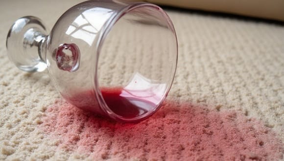 Wine stain on carpet